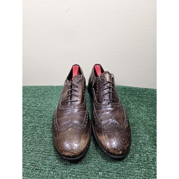 Prada 2EA038 Vintage Dark Brown Leather Wingtip Brogues Oxfords Shoes Mens 9 main image 12